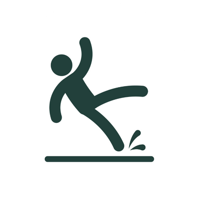 Pictogramme signalant un risque de glissade sur sol mouillé, prévention sécurité en nettoyage.